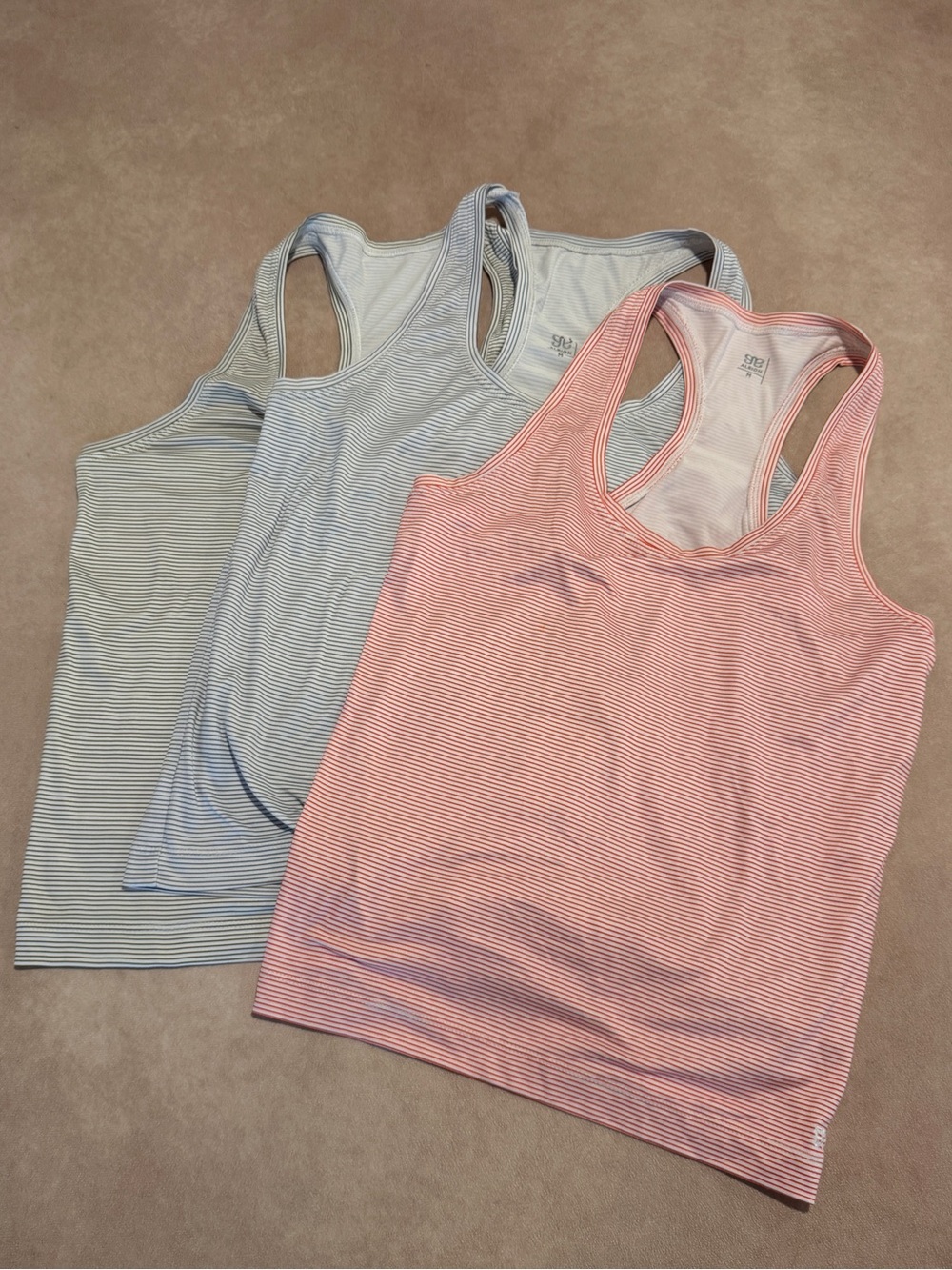 Albion Striped Racerback Tank Tops • size medium • Red, Blue, Green